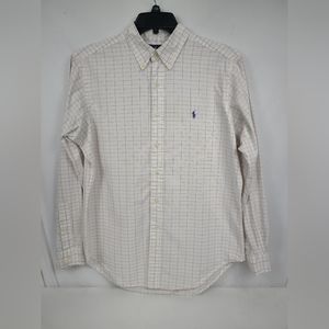 Polo Ralph Lauren Classic Fit Shirt Men Size L Plaid White w/ Pink Blue Yellow